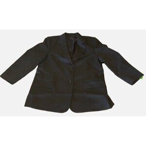 Womens Black Blazer M Lapel Long Sleeves Button Front Professional Office Wear